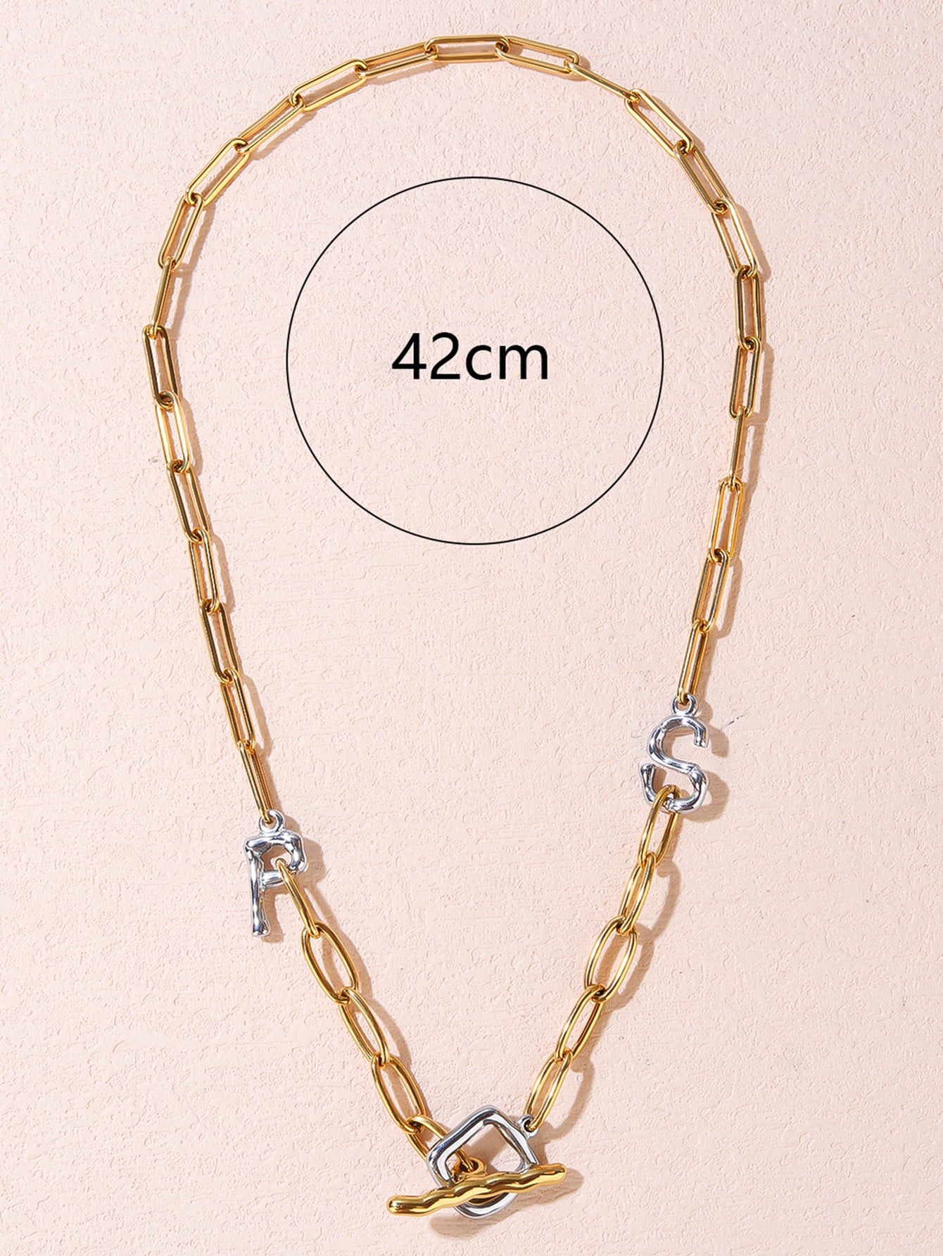Two Tone Initial Letters Pendant Necklace