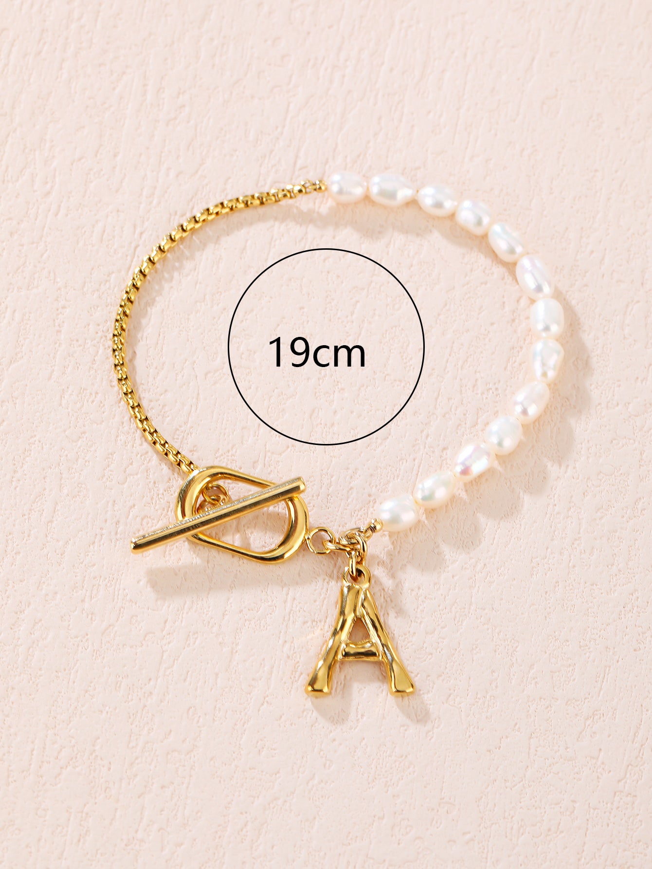 Stunning Pearl & Chain Bracelet Linked With Letter A