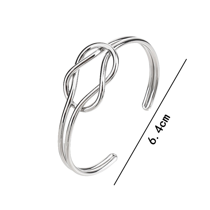 silver Plated Forever Love Knot Infinity Bangle Bracelets for Women