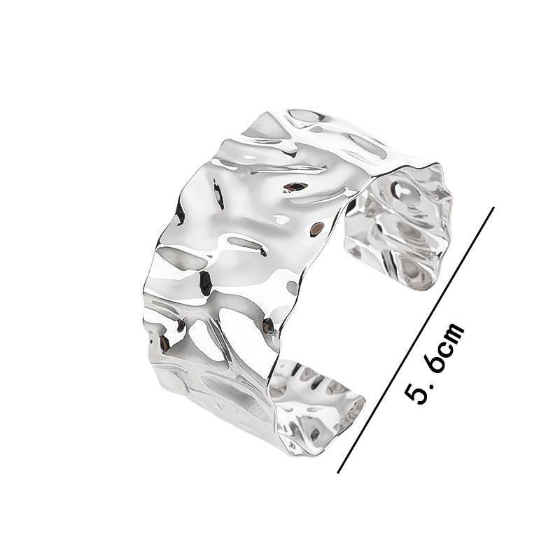 Silver Chunky Bangle Bracelets for Women Simple Twisted Textured Cuff Bangle Wide Square Bangle Bracelet Minimalist Bracelet