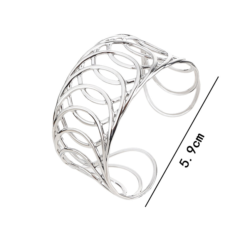 Boho Chunky Cuff Bracelet for Women,Silver Multi-layer Cross Wire Bangle Bracelets