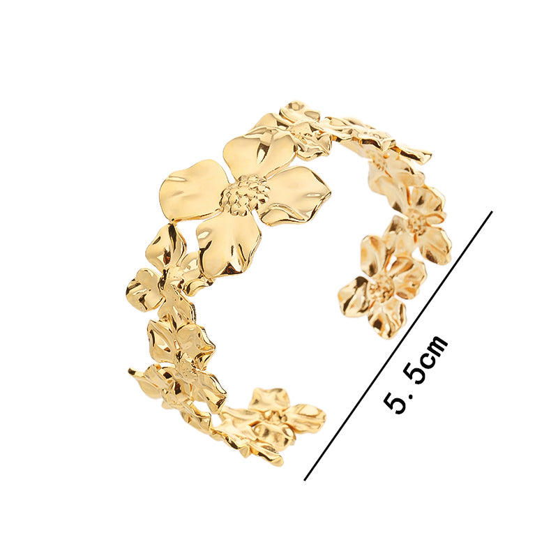 Gold Flower Shape bangle in stainless steel