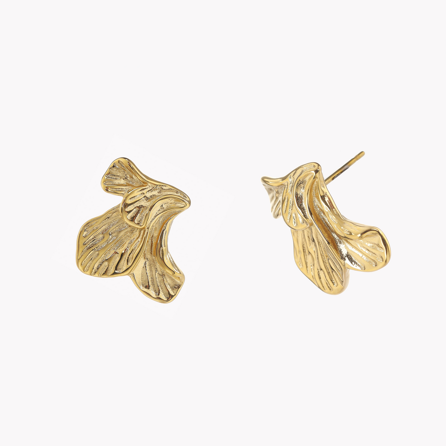 Textured Half Petal Studs Earrings