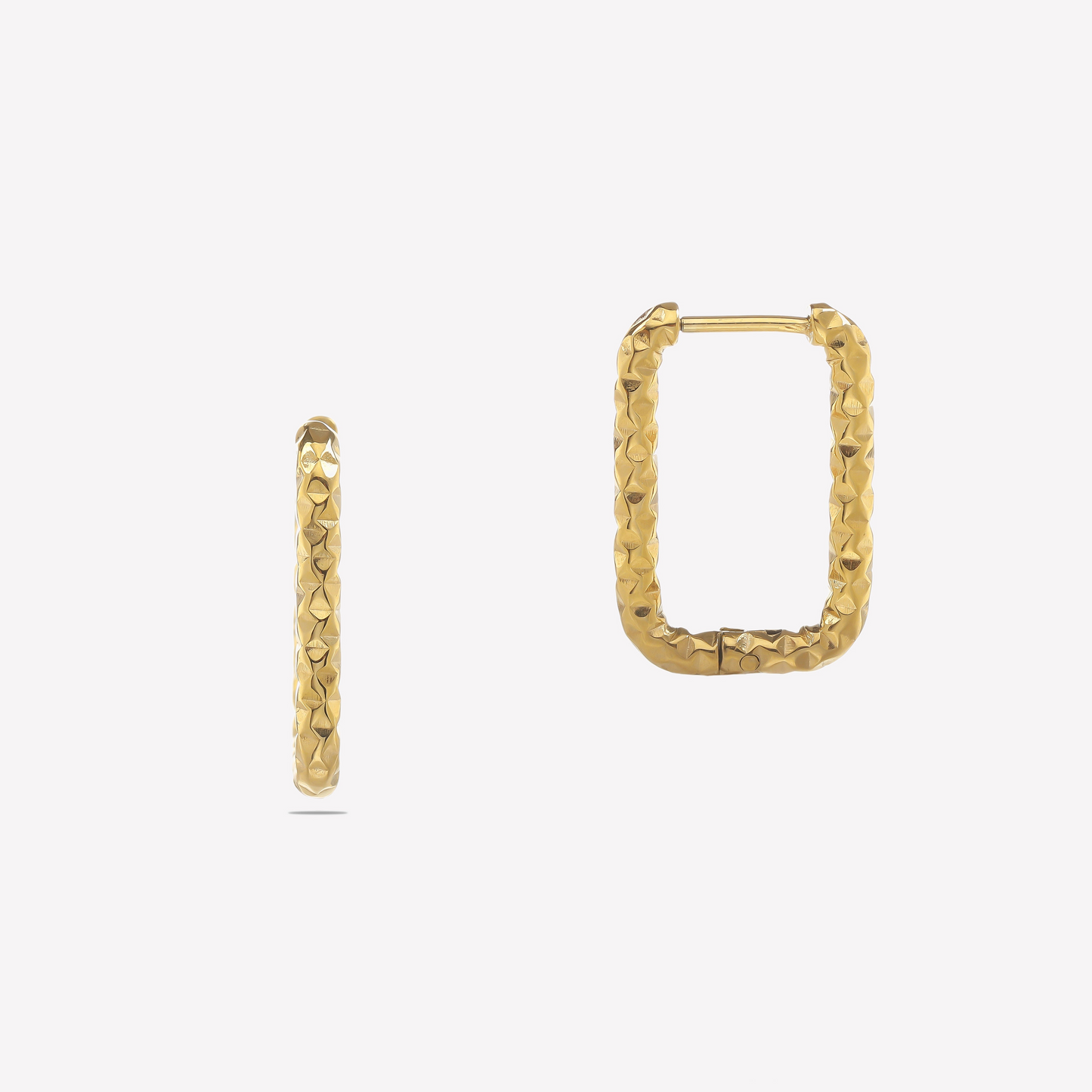 Pretty Golden Textured Rectangular Hoops earring