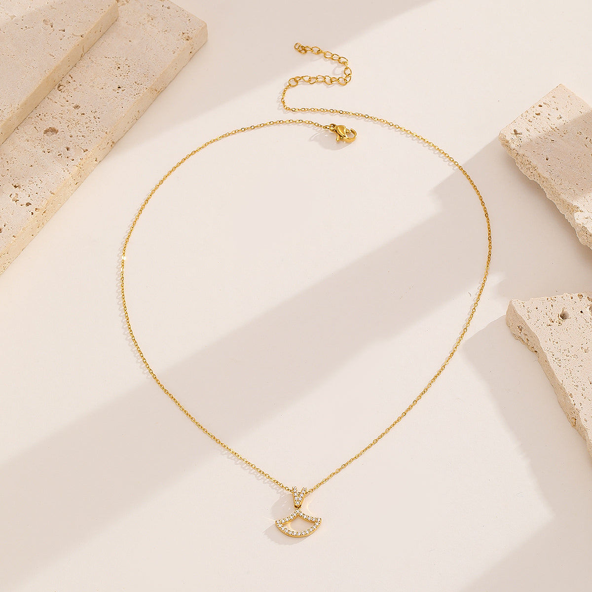 Open Diamond Framed Fishtail Charm Pendant Necklace