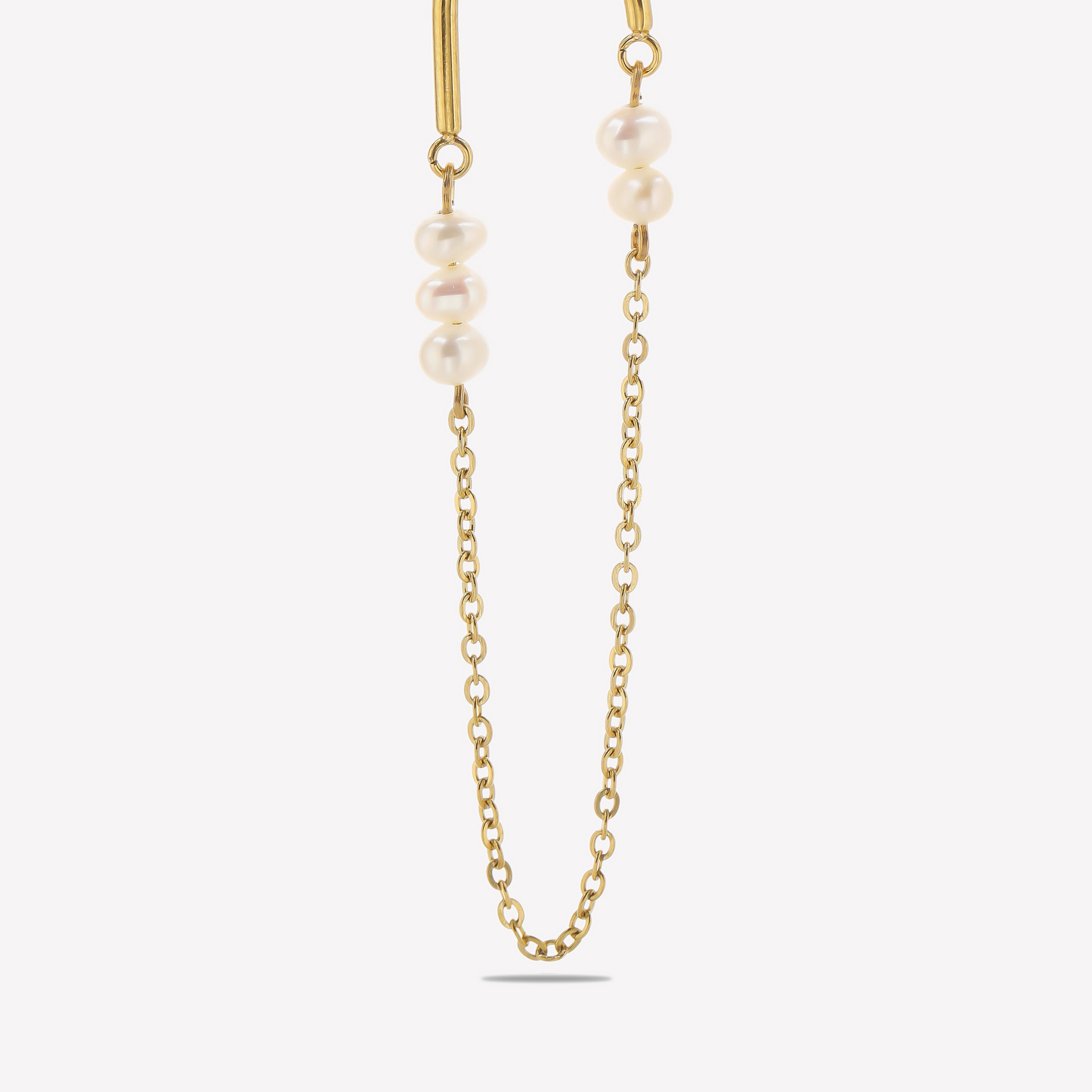 Pearly Chain Hoops Earrings