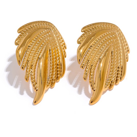 Sculpted Leaf Stud Earrings