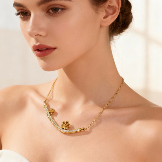 Stunning 14K Gold Plated Flowers Jewelry Set for Women