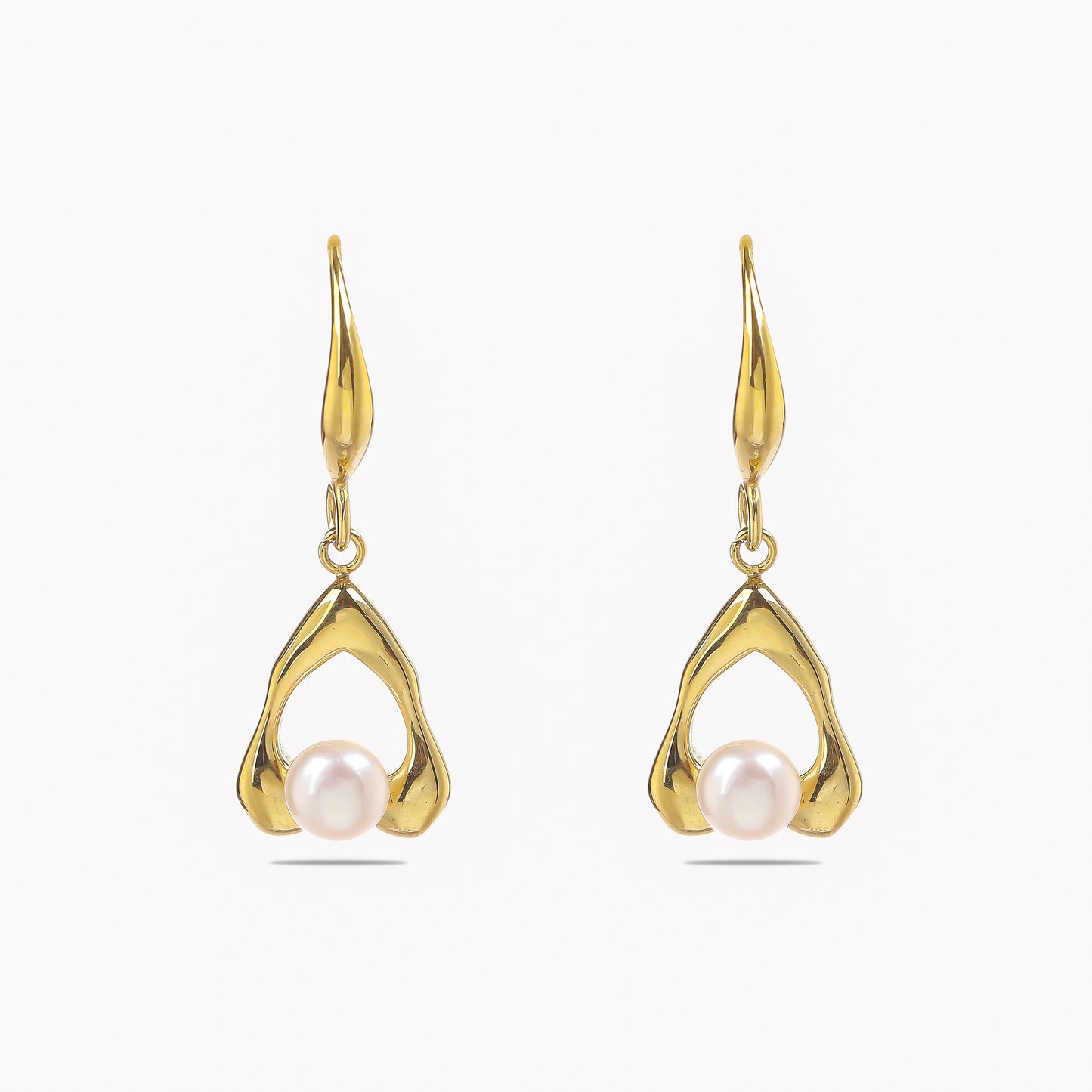 Teardrop Pearl Hoops Earrings