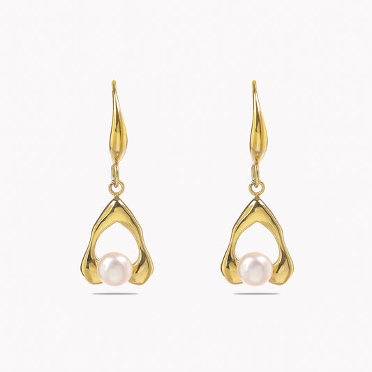 Teardrop Pearl Hoops Earrings