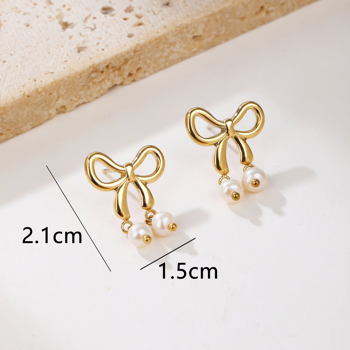 Stylish Pearly Bow Drop Earrings