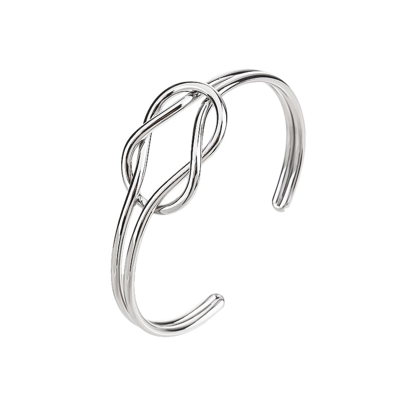 silver Plated Forever Love Knot Infinity Bangle Bracelets for Women