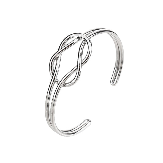 silver Plated Forever Love Knot Infinity Bangle Bracelets for Women