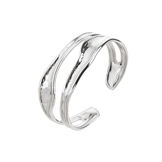 silver Cuff Bracelet for Women   Adjustable Silver Open Cuff Bangle Bracelet