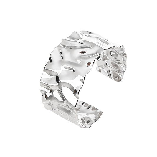 Silver Chunky Bangle Bracelets for Women Simple Twisted Textured Cuff Bangle Wide Square Bangle Bracelet Minimalist Bracelet