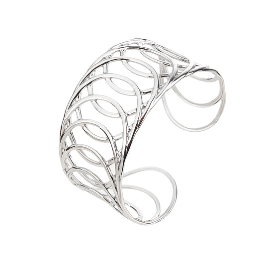 Boho Chunky Cuff Bracelet for Women,Silver Multi-layer Cross Wire Bangle Bracelets