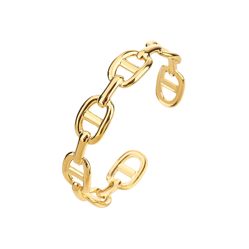 Gold Cuff Bracelets for Women, 18K Gold Plated Geometric Rectangle Aesthetics Creative Design - Adjustable Stylishness Gold Bangles