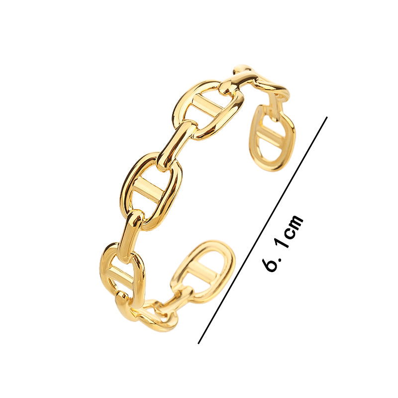 Gold Cuff Bracelets for Women, 18K Gold Plated Geometric Rectangle Aesthetics Creative Design - Adjustable Stylishness Gold Bangles