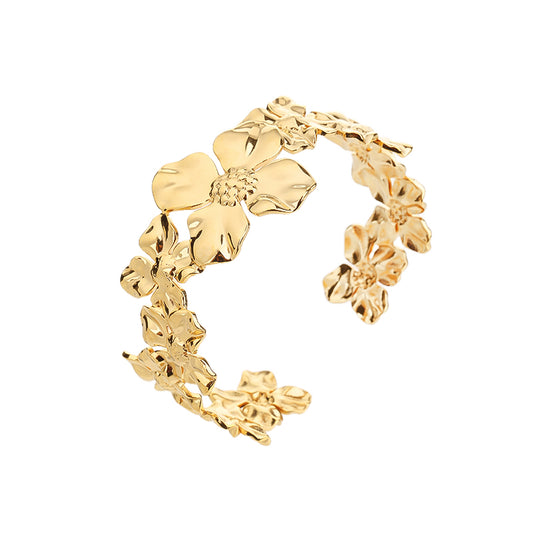 Gold Flower Shape bangle in stainless steel