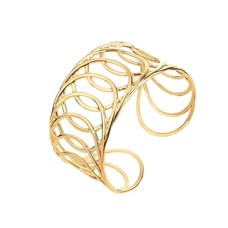 Open Cuff Bangle Bracelet Stainless Steellotus bracelet Elegant Hollow Carved Adjustable Bracelet for Women Boho Floral Jewelry Gift