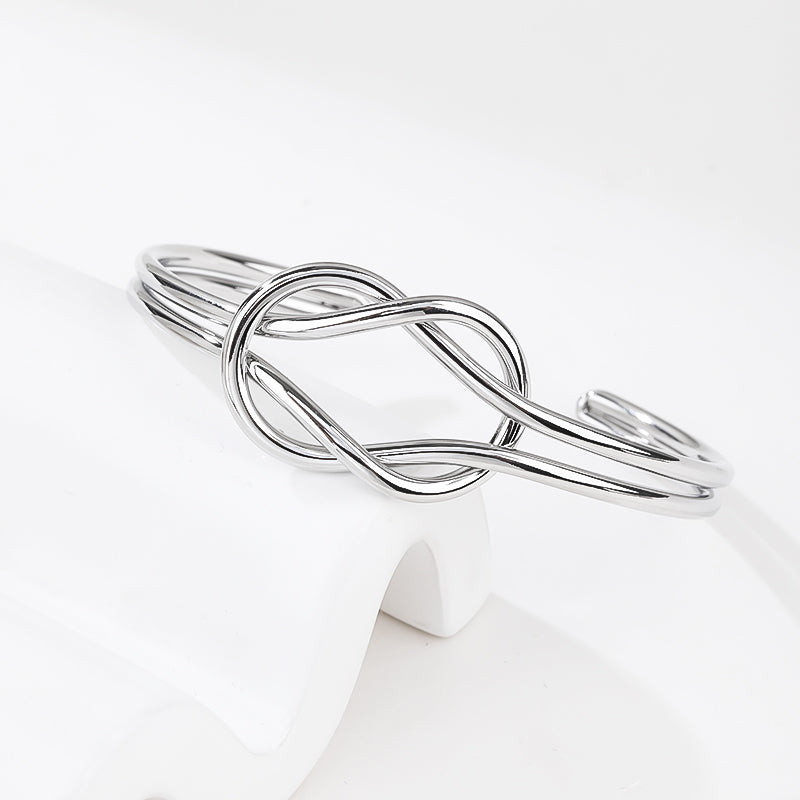 silver Plated Forever Love Knot Infinity Bangle Bracelets for Women