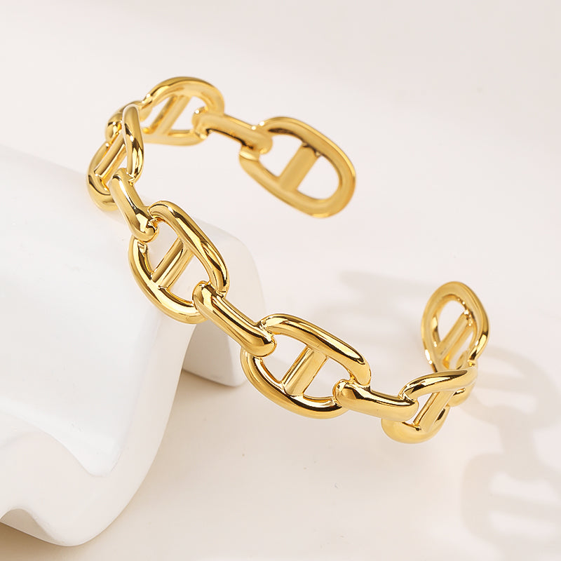 Gold Cuff Bracelets for Women, 18K Gold Plated Geometric Rectangle Aesthetics Creative Design - Adjustable Stylishness Gold Bangles