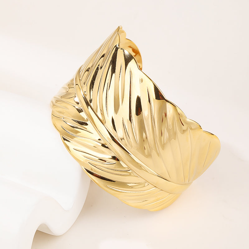 Leaf Wire Open Bracelet Hollow Wide Cuff Bracelets Adjustable Gold Open Cuff Bangle Bracelet