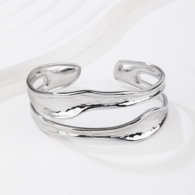 silver Cuff Bracelet for Women   Adjustable Silver Open Cuff Bangle Bracelet