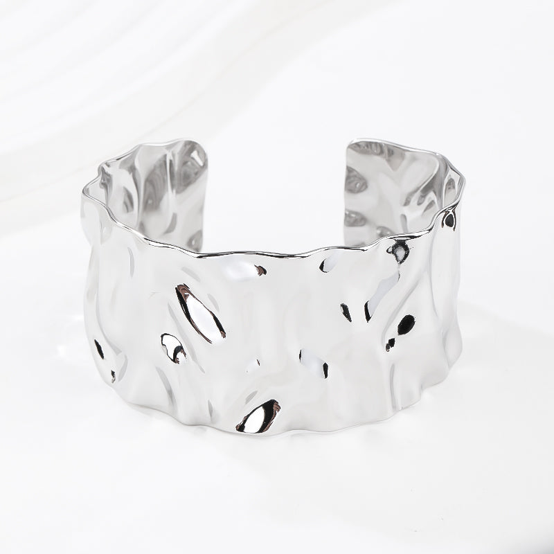 Silver Chunky Bangle Bracelets for Women Simple Twisted Textured Cuff Bangle Wide Square Bangle Bracelet Minimalist Bracelet