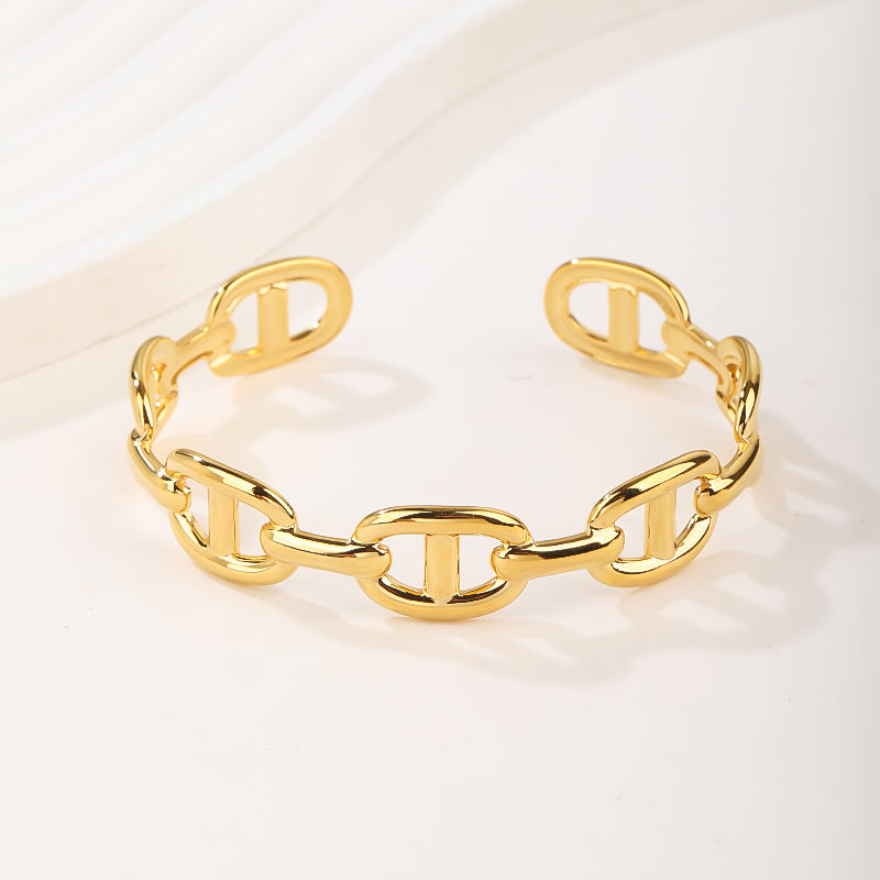 Gold Cuff Bracelets for Women, 18K Gold Plated Geometric Rectangle Aesthetics Creative Design - Adjustable Stylishness Gold Bangles