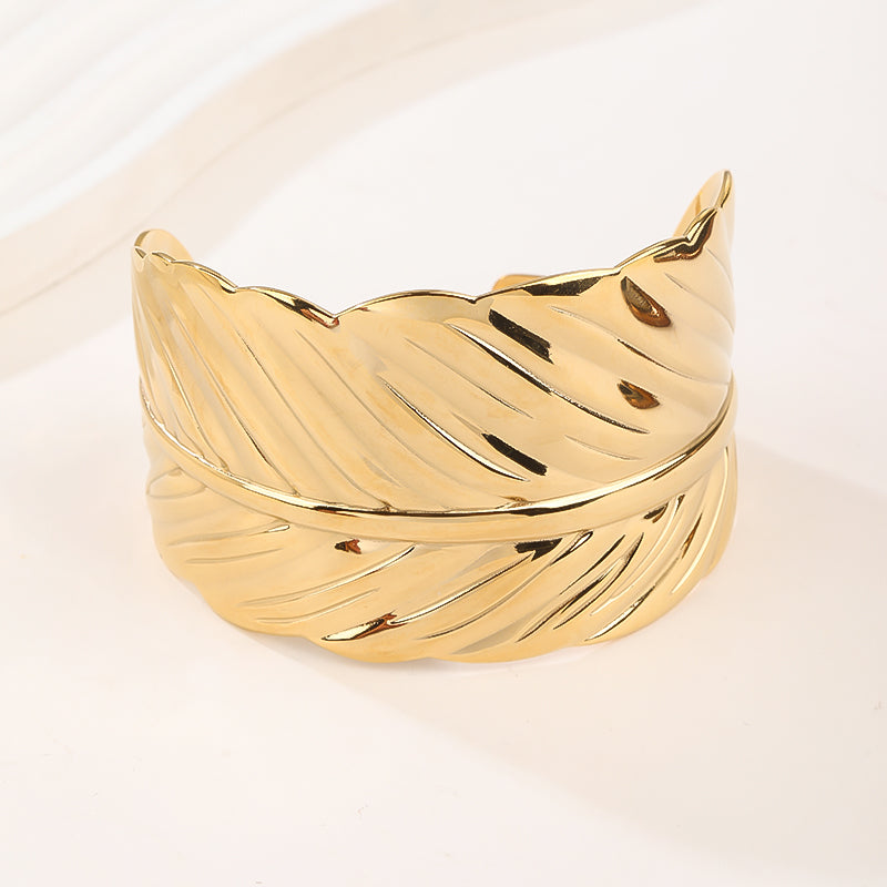 Leaf Wire Open Bracelet Hollow Wide Cuff Bracelets Adjustable Gold Open Cuff Bangle Bracelet