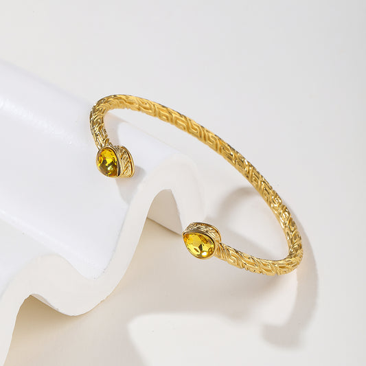 Fashionable and minimalist wave shaped 18k gold-plated bracelet with open wave, hand polished stainless steel bracelet