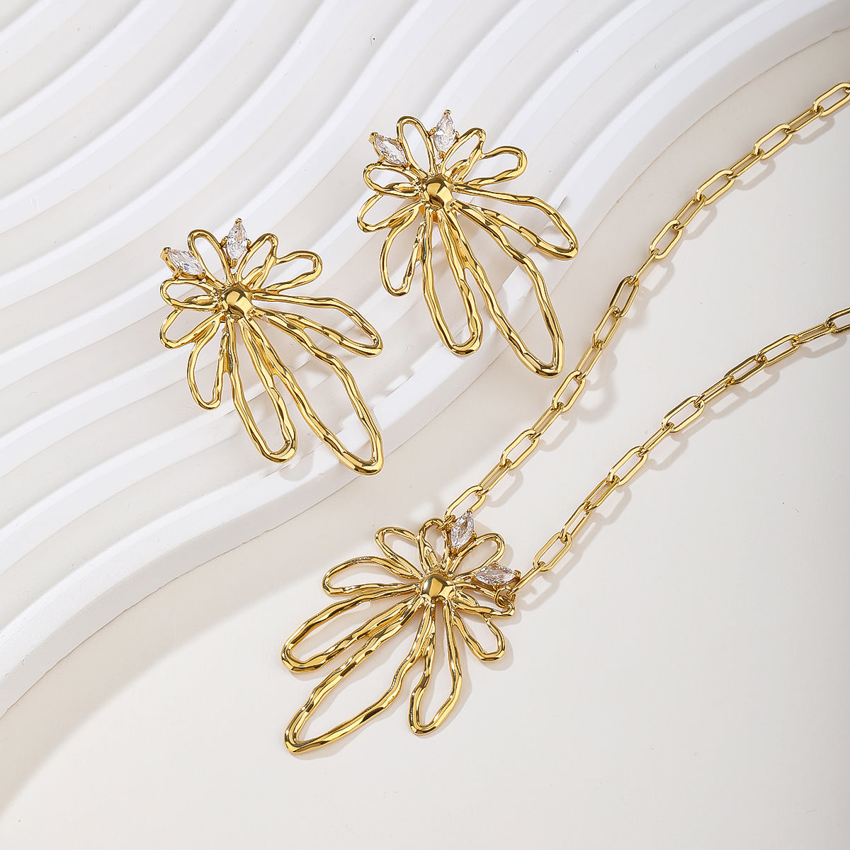 Sunflower Line Series Set includes earrings and necklace