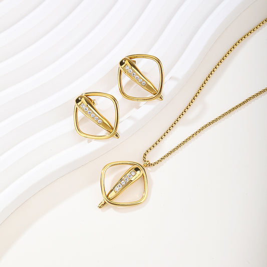 Share to New design for 2026 Jewelry Set Stainless steel necklace earring fashion jewelry set with gemstone