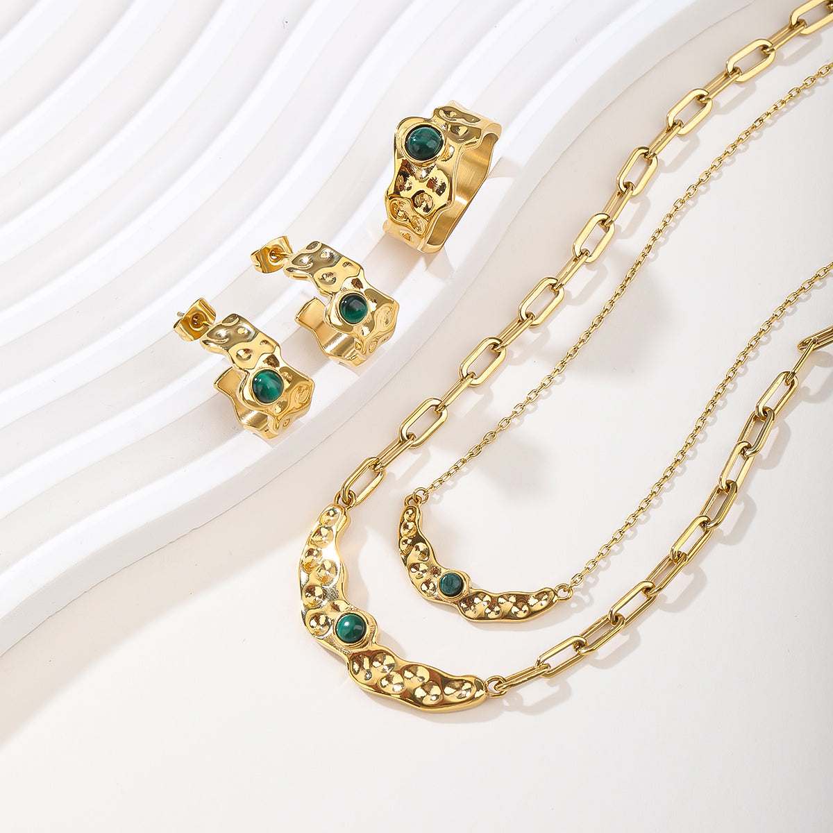 2026 Shimmer Series: Crystal-Embedded Stainless Steel Jewelry Set
