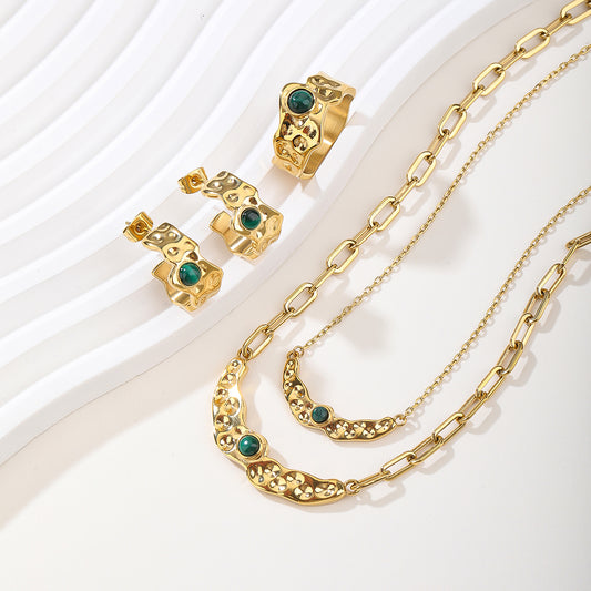 2026 Shimmer Series: Crystal-Embedded Stainless Steel Jewelry Set