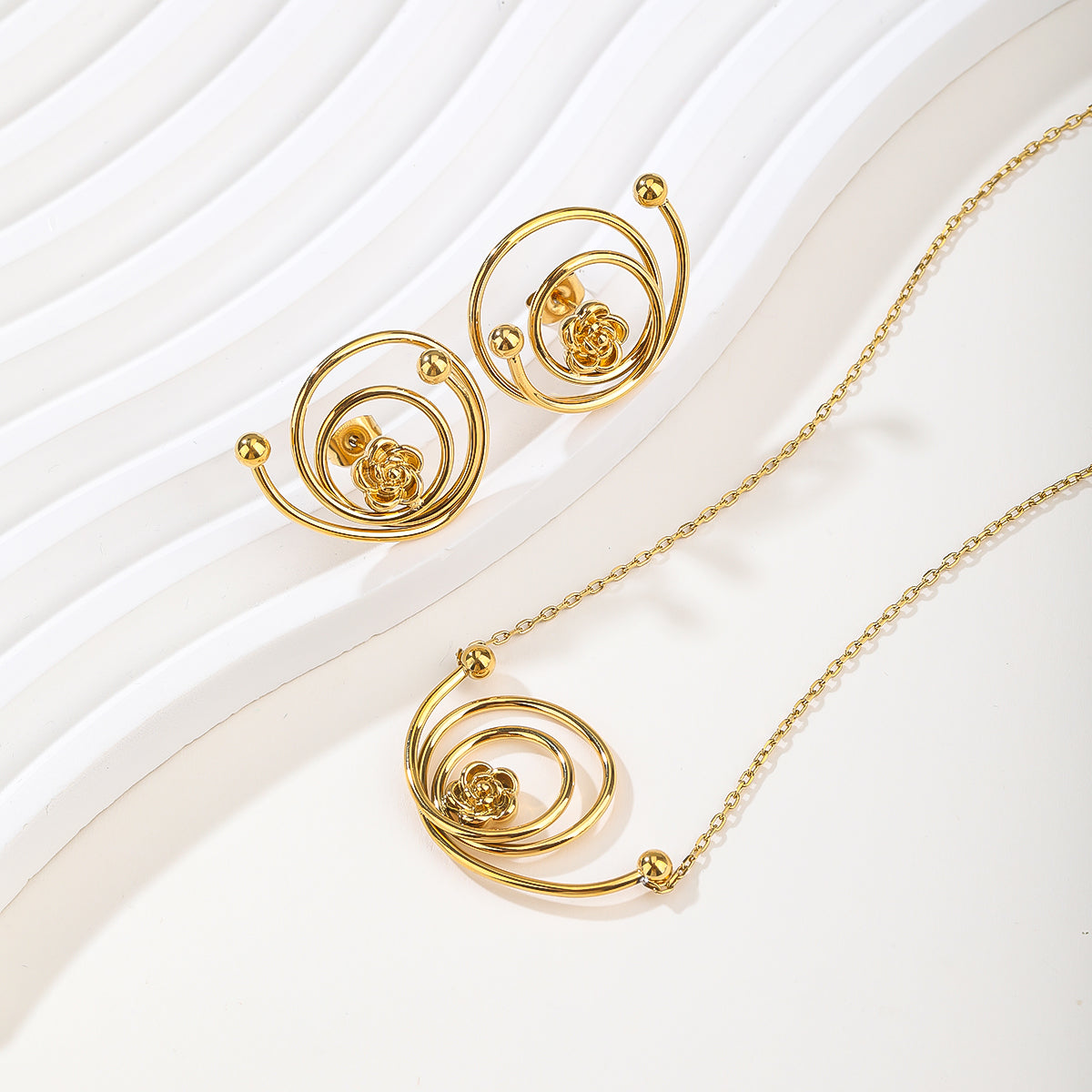 2026 Urban Series: Matte Stainless Steel Jewelry Set  Gold Plated