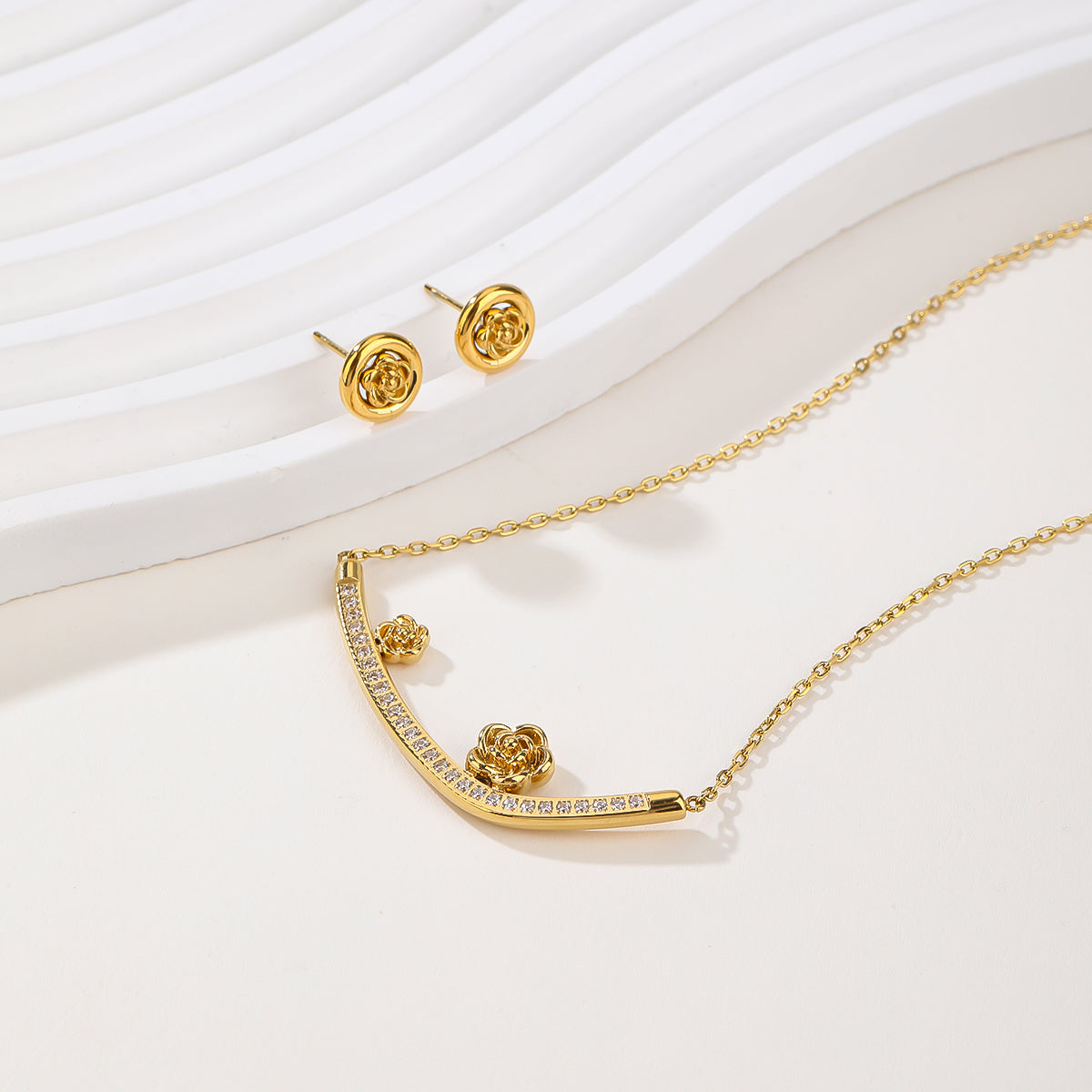 Stunning 14K Gold Plated Flowers Jewelry Set for Women