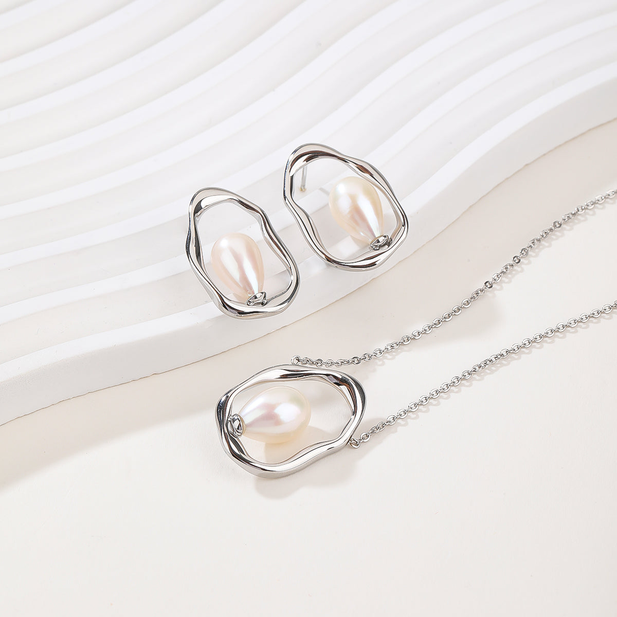 2026 Minimalist Stainless Steel Necklace & Earrings Set