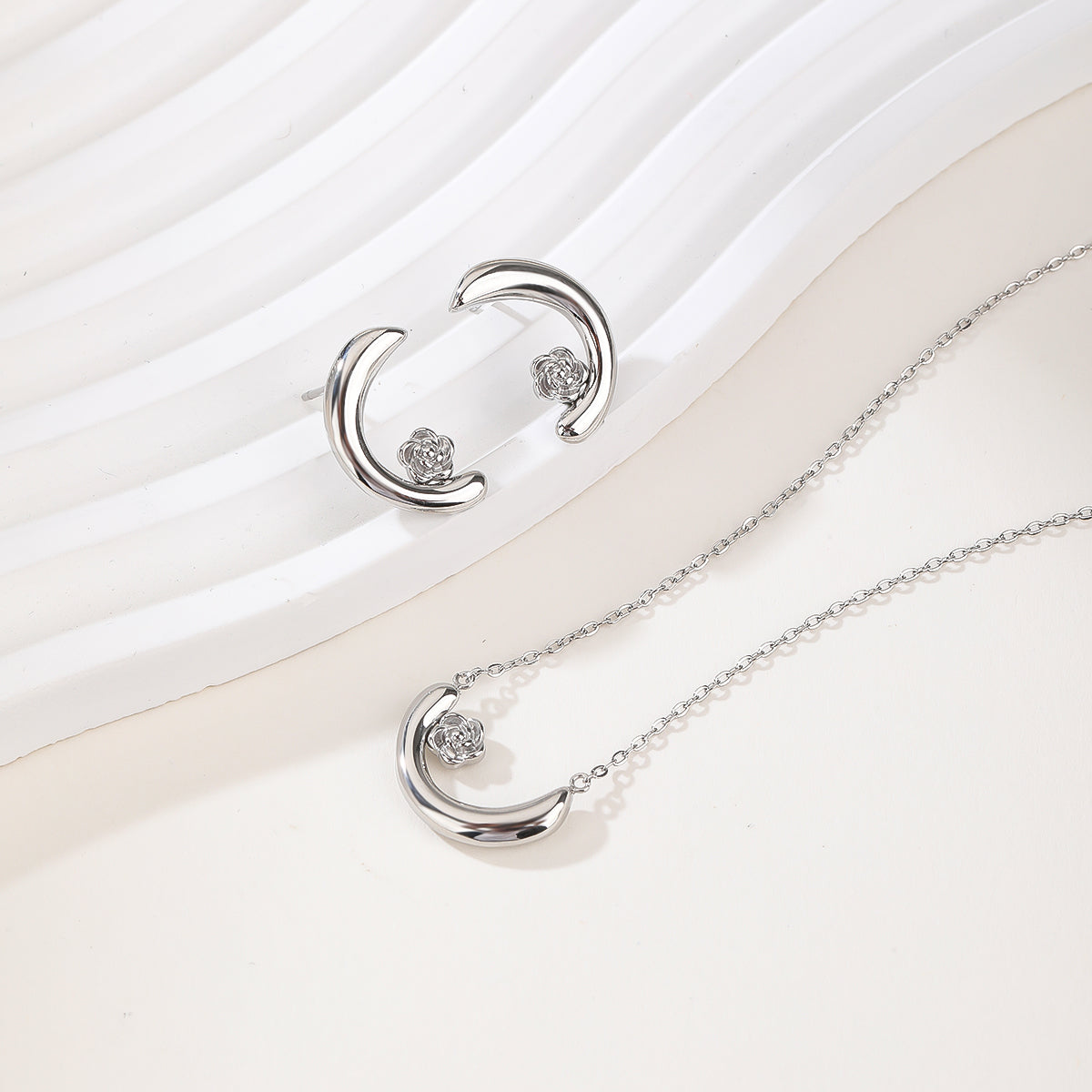 2026 Bohemian Gemstone Jewelry, Stainless Steel Necklace Earrings Combo - Unique & Fashionable