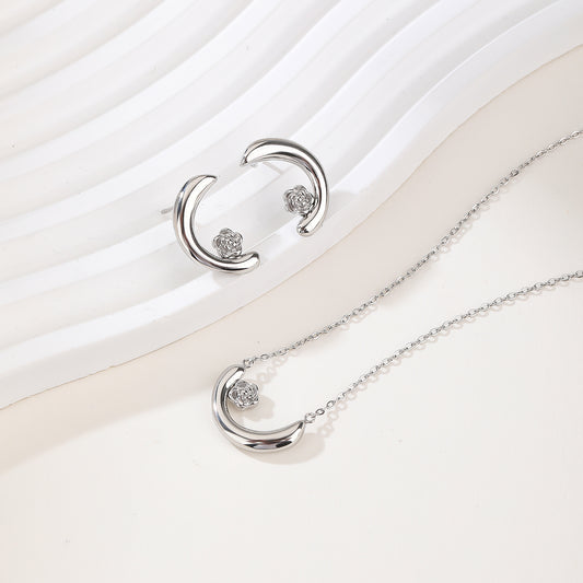 2026 Bohemian Gemstone Jewelry, Stainless Steel Necklace Earrings Combo - Unique & Fashionable