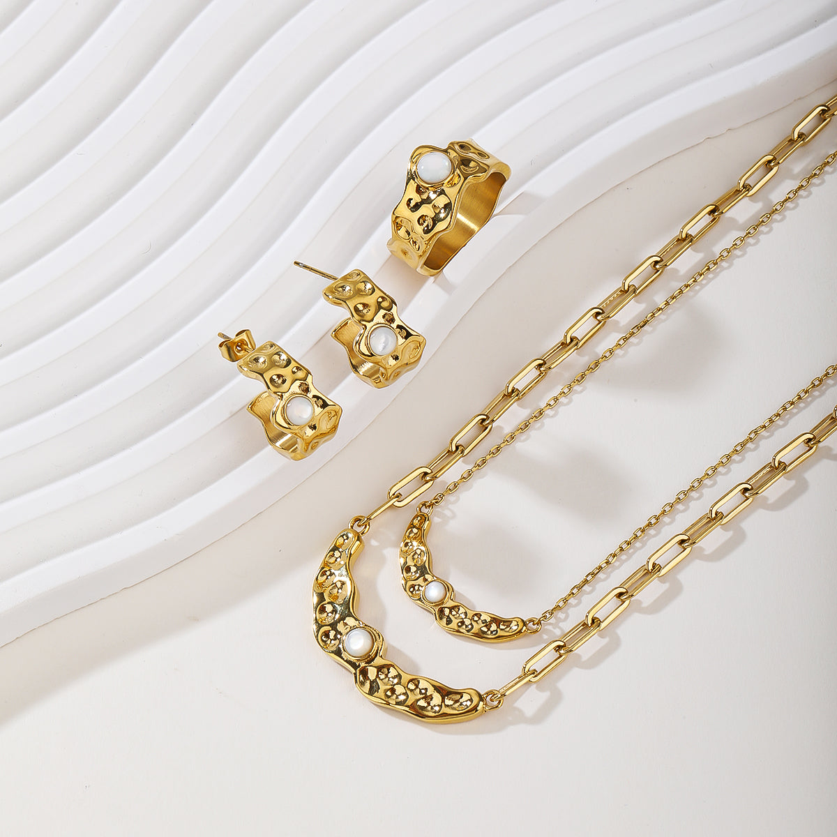 2026 Luxury Pearl Set, Stainless Steel Necklace & Earrings - Sparkle for Evening Parties