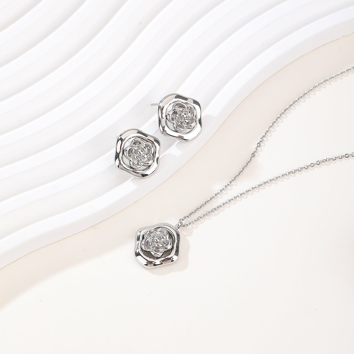 2026 Casual Jewelry Set, Stainless Steel Necklace & Stud Earrings - Easy to Match Outfits