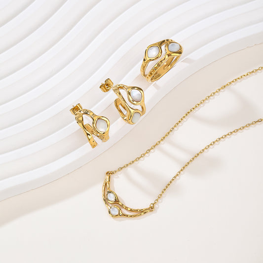 2026 New | Stainless Steel Pearl Jewelry Set (Necklace + Earrings)