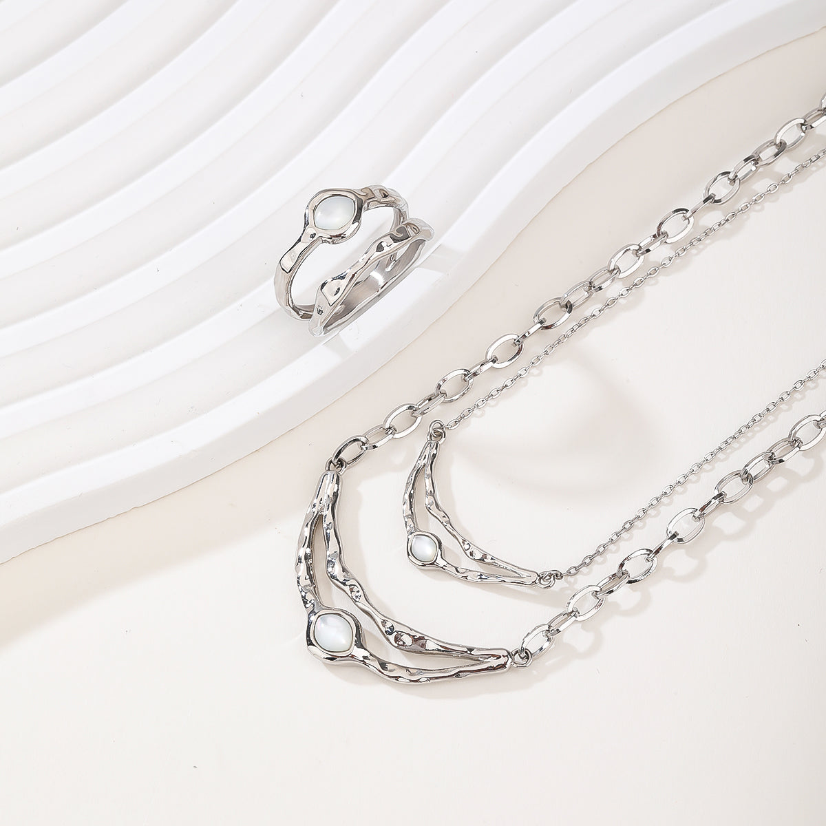 Silver Jewelry Sets For Women Rhinestone Pearl Crystal CZ Choker Necklace Earrings Bracelets Set For Bridal Bridesmaid Accessories