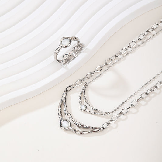Silver Jewelry Sets For Women Rhinestone Pearl Crystal CZ Choker Necklace Earrings Bracelets Set For Bridal Bridesmaid Accessories