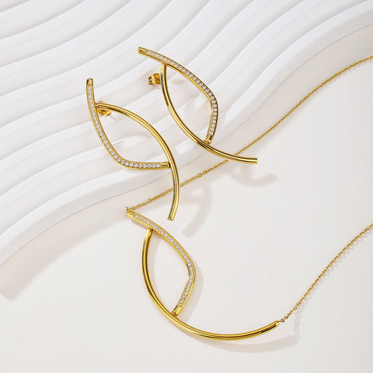 Chunky Gold Statement Jewelry Set for Women Bold Golden Choker Necklace earring Set Minimalist Open Adjustable Geometric Collar