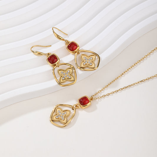 Christmas Jewelry for Women Christmas Snowflakes Necklace Earrings Set Sparkling Crystal Rhinestone Long Pendant Necklace