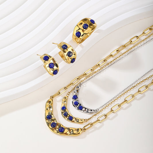 Austrian Crystals Pendant Necklace Earrings for Women 14K Gold Plated Hypoallergenic Drop Dangle Earring Jewelry Set