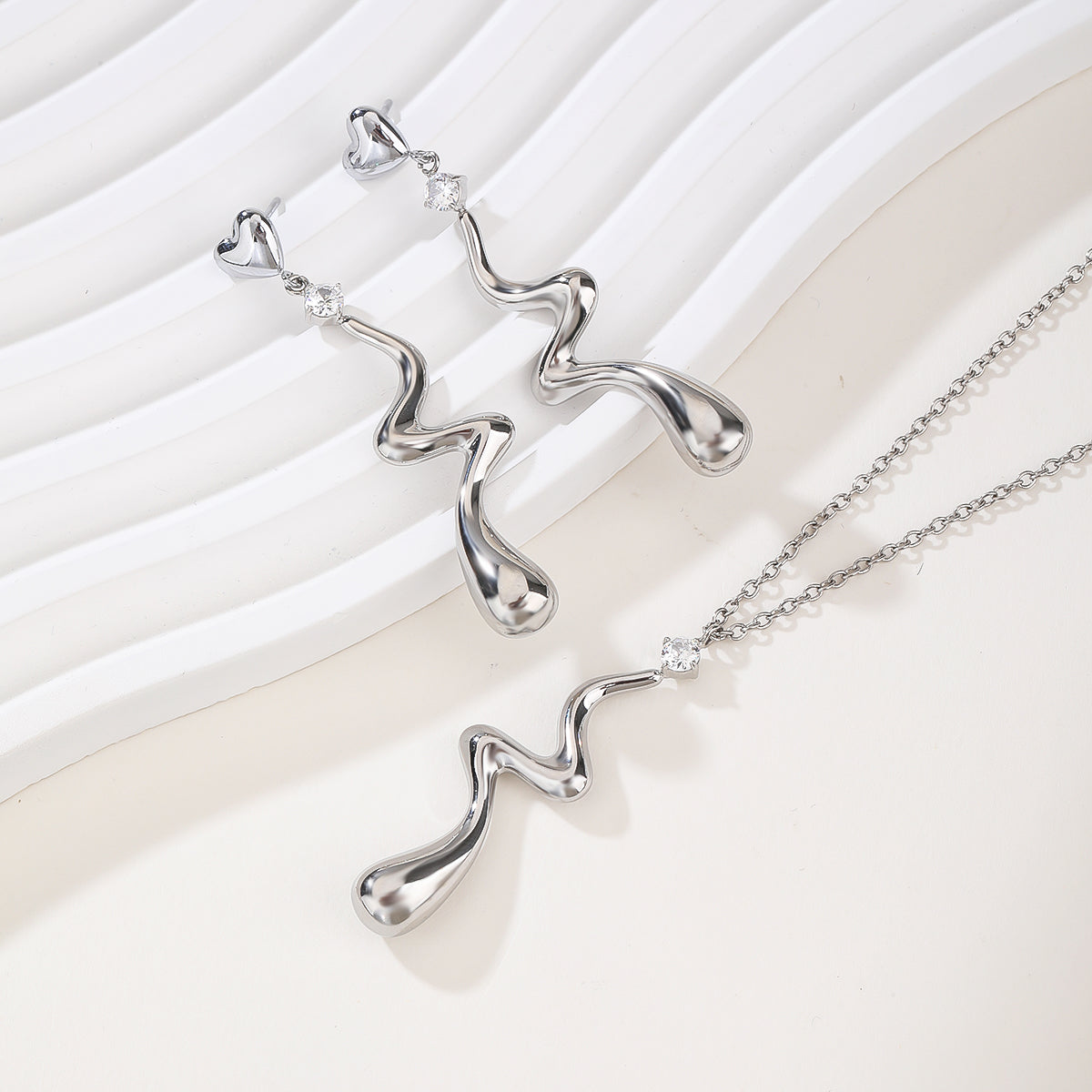 Imitation Cubic Zironia Diamond Teardrop Earrings Necklace Bracelet Jewelry Set For Bride Bridesmaids Bridal Wedding Party Jewelry